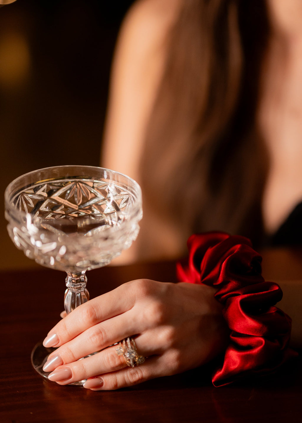 Svilena gumica za kosu PETINI - Ruby Red - Christmas limited collection