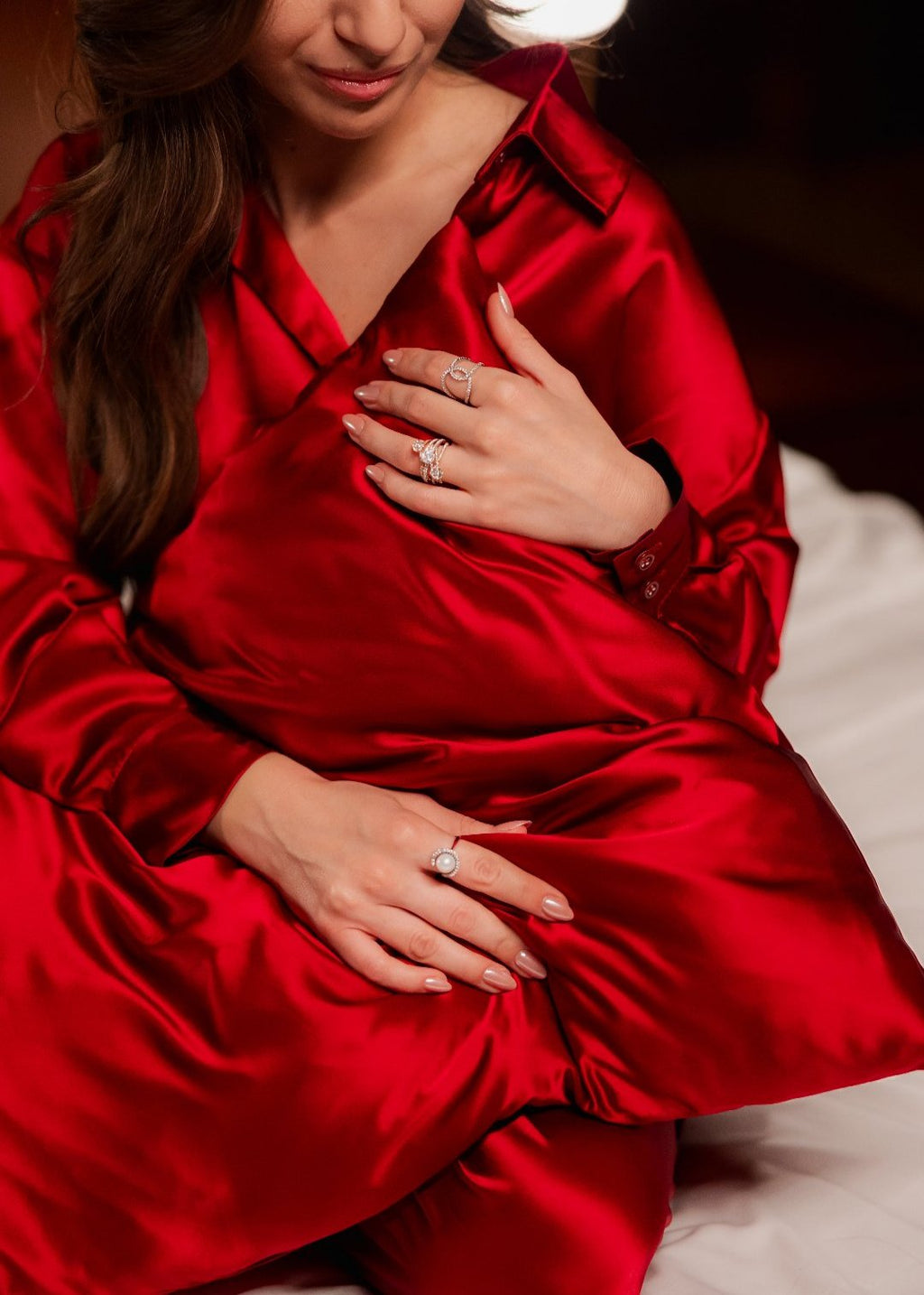 Svilena jastučnica PETINI - Ruby Red - Christmas limited collection